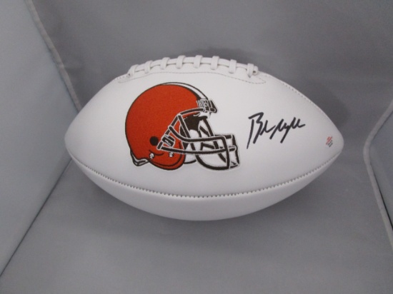 Baker Mayfield of the Cleveland Browns signed autographed logo football PAAS COA 154