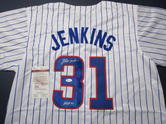 Ferguson Jenkins of the Chicago Cubs signed autographed baseball jersey JSA COA 119