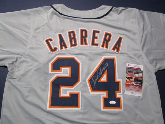 Miguel Cabrera of the Detroit Tigers signed autographed baseball jersey JSA COA 767
