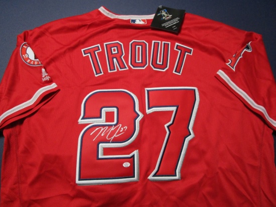 Mike Trout of the Los Angeles Angels signed autographed baseball jersey PAAS COA 458