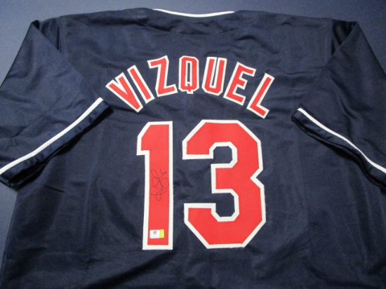 Omar Vizquel of the Cleveland Indians signed autographed baseball jersey GA COA 644