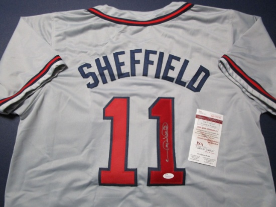Gary Sheffield of the Atlanta Braves signed autographed baseball jersey JSA COA 769