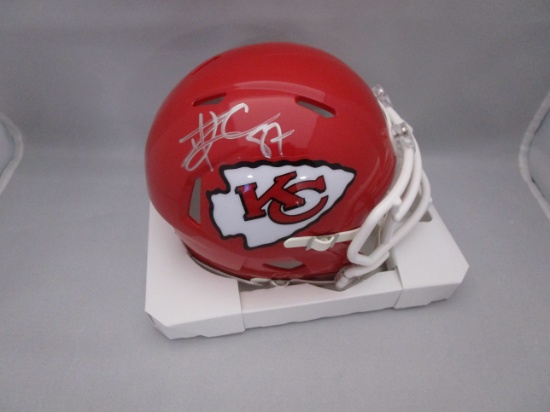 Travis Kelce of the Kansas City Chiefs signed autographed mini helmet PAAS COA 708
