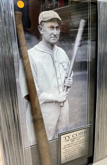 Ty Cobb 1909 Mini  "Official Ty Cobb Ball Bat" Given Out during a 1909 Game as a Promotion mounted i