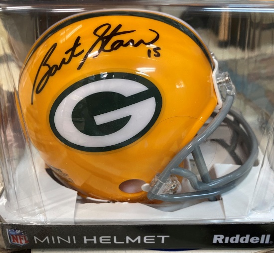 Bart Star Autographed Green Bay Packers Mini Helmet Authenticated by Steiner