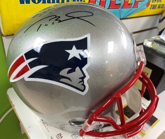 Tom Brady Autographed New England Patriots Full Size Team Helmet Authenticated by Steiner Sports