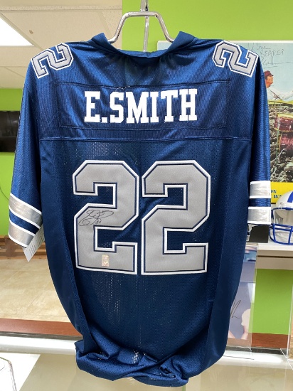 Emmitt Smith Autographed Dallas Cowboys Team Jersey with Player Hologram Authentication