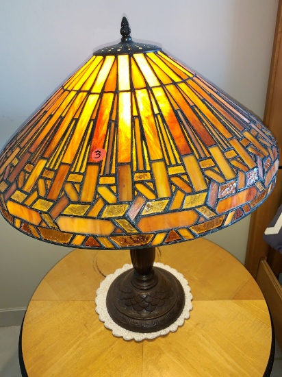 Tiffany Style Lamp with Brass Base