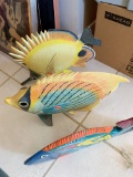 (3) Hand Painted Carved Wooden Fish