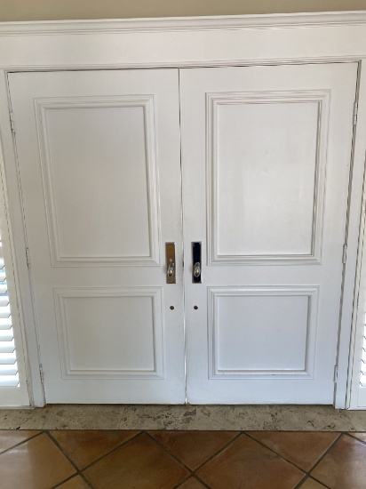 73"W x 79"H Two Door  Wooden Entry Set with Stainless Steel Knob Sets