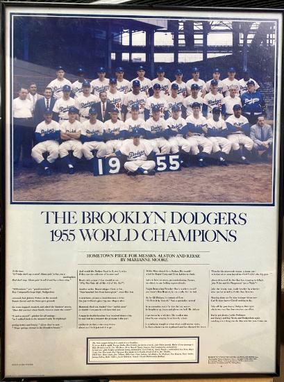 Framed Picture of 1955 Brooklyn Dodgers Team World Champions Collectable Piece