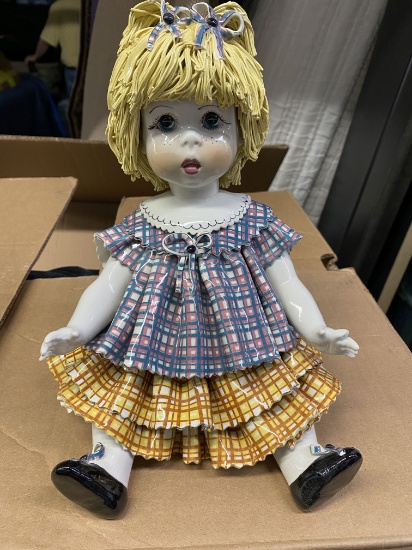 10" Italian Ceramic Girl Ststue with small chip in back