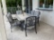 Mosaic Tile Finished Outdoor Dining Table with (6) Outdoor Metal Chairs with Cushions includes Umbre