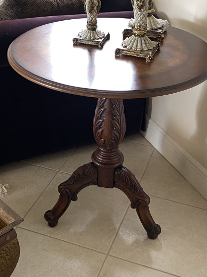 28" Carved Wood Table