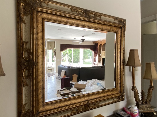 42"W x 36"H Gold Framed Decorative Beveled Mirror