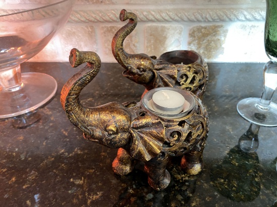 Pair of Elephant Candle Lamps