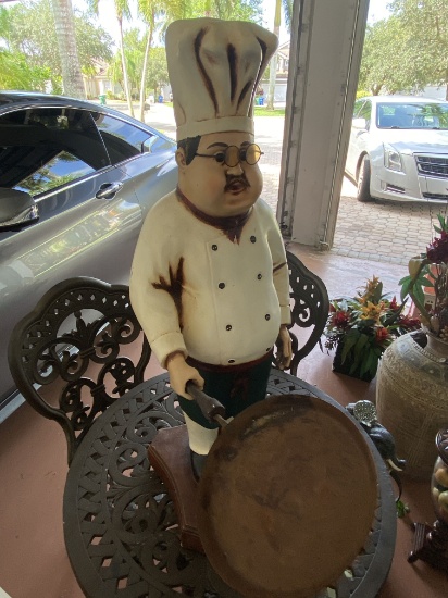 30" Standing Chef Wood Sculpture