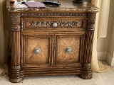 Pair of Wood Night Stands with Faux Marble Top