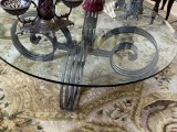 55' Round Metal and Glass Table