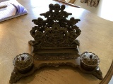 Antique Ornate Metal Ink Well