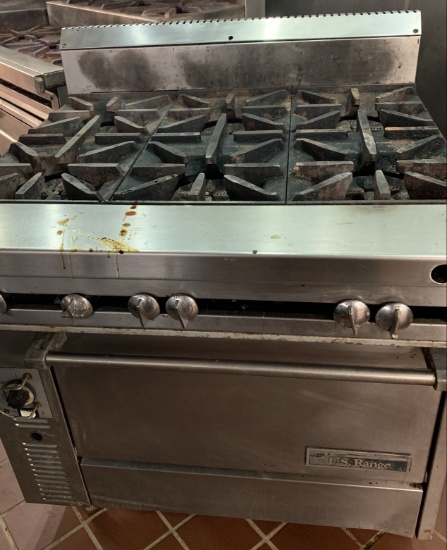 U.S. Range Heavy Duty  Six Burner Gas Range with Oven