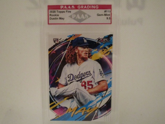 Dustin May LA Dodgers 2020 Topps Fire ROOKIE #110 PAAS graded Gem Mint 9.5