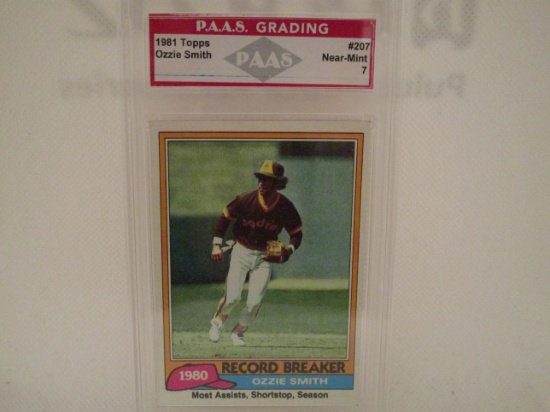 Ozzie Smith San Diego Padres 1981 Topps #207 PAAS graded Near Mint 7