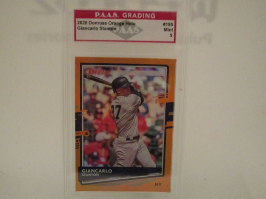 Giancarlo Stanton New York Yankees 2020 Donruss Orange Holo #195 PAAS graded Mint 9