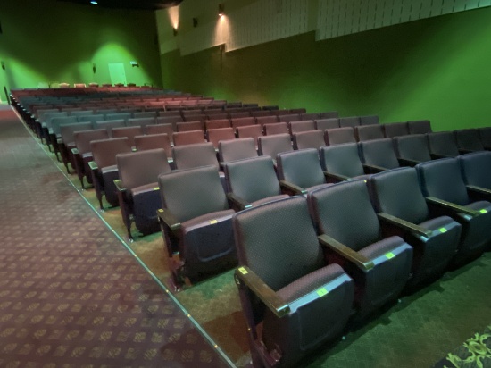 Retactable Cushioned Theater Seating. The Seats and Backs are made with a Durable Commercial Fabric