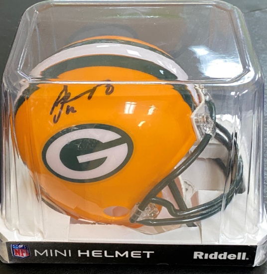 Aarron Rodgers Autographed Green Bay Packers Mini Helmet (Steiner)