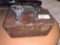 Antique Shoe Shine Wooden Box with Supplies Inside