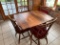 Drop Leaf Oak Kitchen Table with (4) Reverse Ladderback Chairs