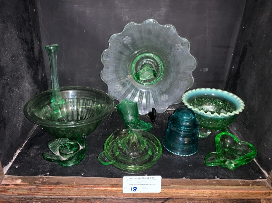 Lot, Green Depression Glass