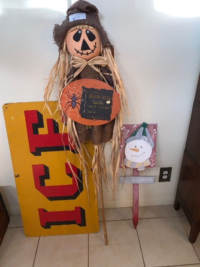 A Scarecrow, Large "ICE" Sign and Misc Piece