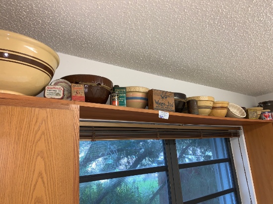 Contents of Ceramics and Pottery on Shelfs in Laundry Room