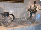 Lot, Crystal Assorted Lot on Fireplace mantle