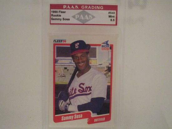 Sammy Sosa Chicago Cubs 1990 Fleer ROOKIE #548 PAAS graded Mint 8.5