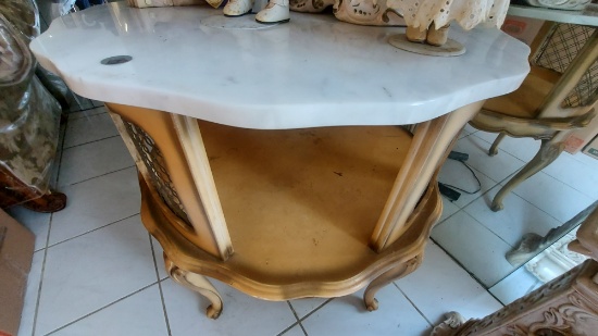 29â€œR x 29"H Antique French Marble Top Side Table