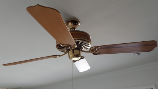 Four Blade Gold and Wood Ceiling Fans