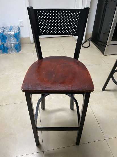 (6) Barstools, Metal Framed With Wood Seat