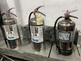 Three Stainless Steel Tank Fire Extinguishers