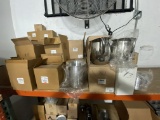 Shelf Lot Of Stainless Steel Pitchers And Measuring Containers