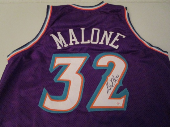 Karl Malone of the Utah Jazz signed autographed basketball jersey PAAS COA 267