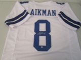 Troy Aikman of the Dallas Cowboys signed autographed white football jersey PAAS COA 709