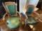 Client Chairs, Wood Framed, Green Decorative Leather, With Arms