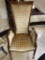 Very Unique High Back  Basket Weave Upholstered Seat, Armed Occasional Chairs. Very Decorative