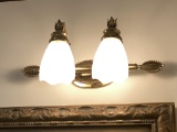 Two Bulb Dore Brown Styled Glass Stone Vanity Lights
