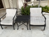 Set Of Powder-Coated Aluminum Occasional Chairs And Table From Restoration Hardware