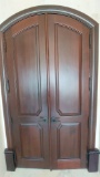 8'H x 5'W Solid Mahogany Wood Interior Arched Top Double Door. All Hardware Included