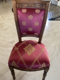 (10) Carved Wood And Heavily Adorned Silk Upholstered Dining Room Chairs And Two Captain Chairs